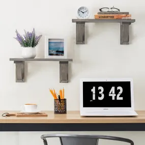 17-Inch Rustic Gray Wood Wall-Mounted Shelves, Set of 2