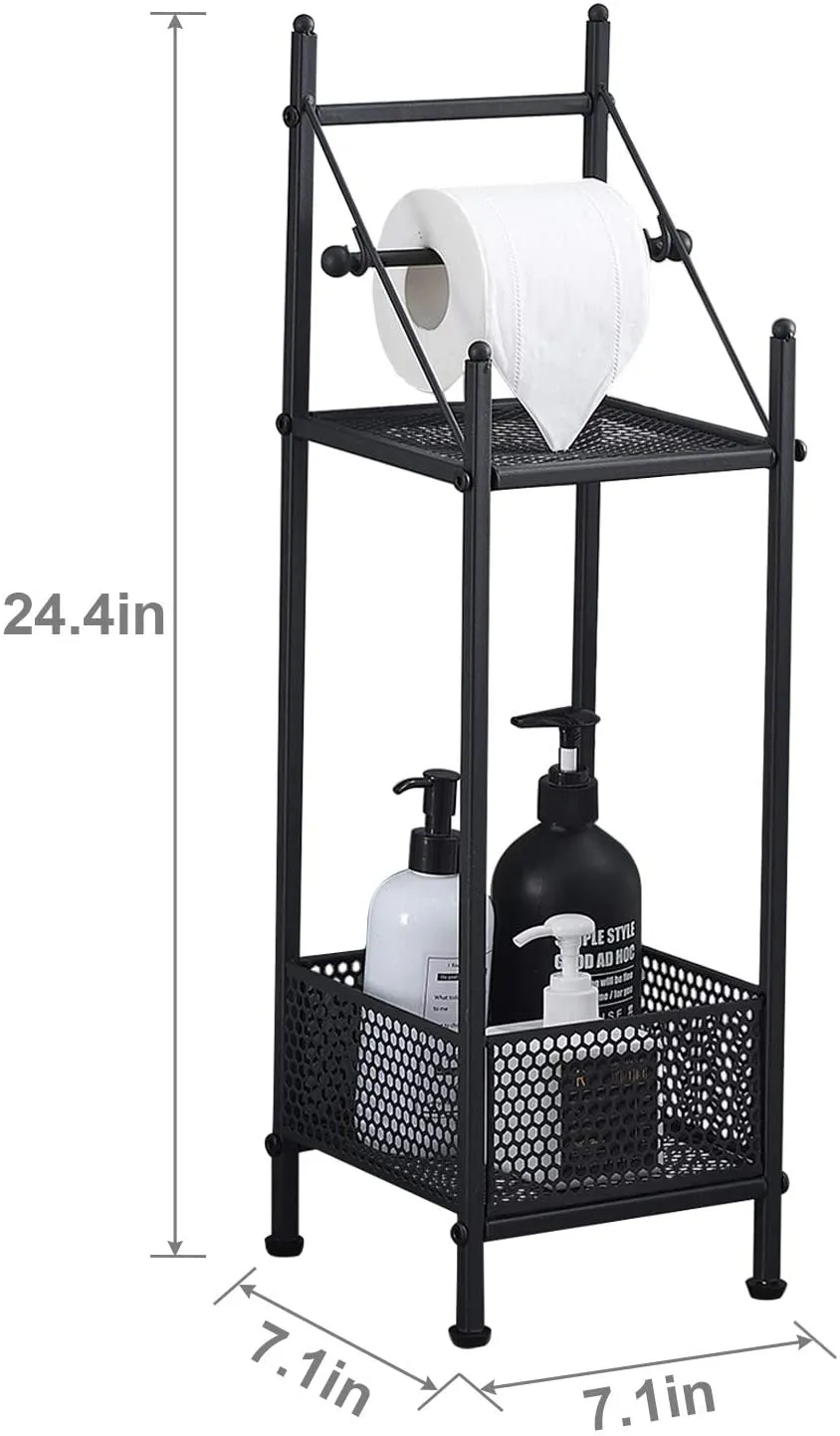 2-Tier Bathroom Toilet Paper Shelves, Towel Rack with Towel Bar
