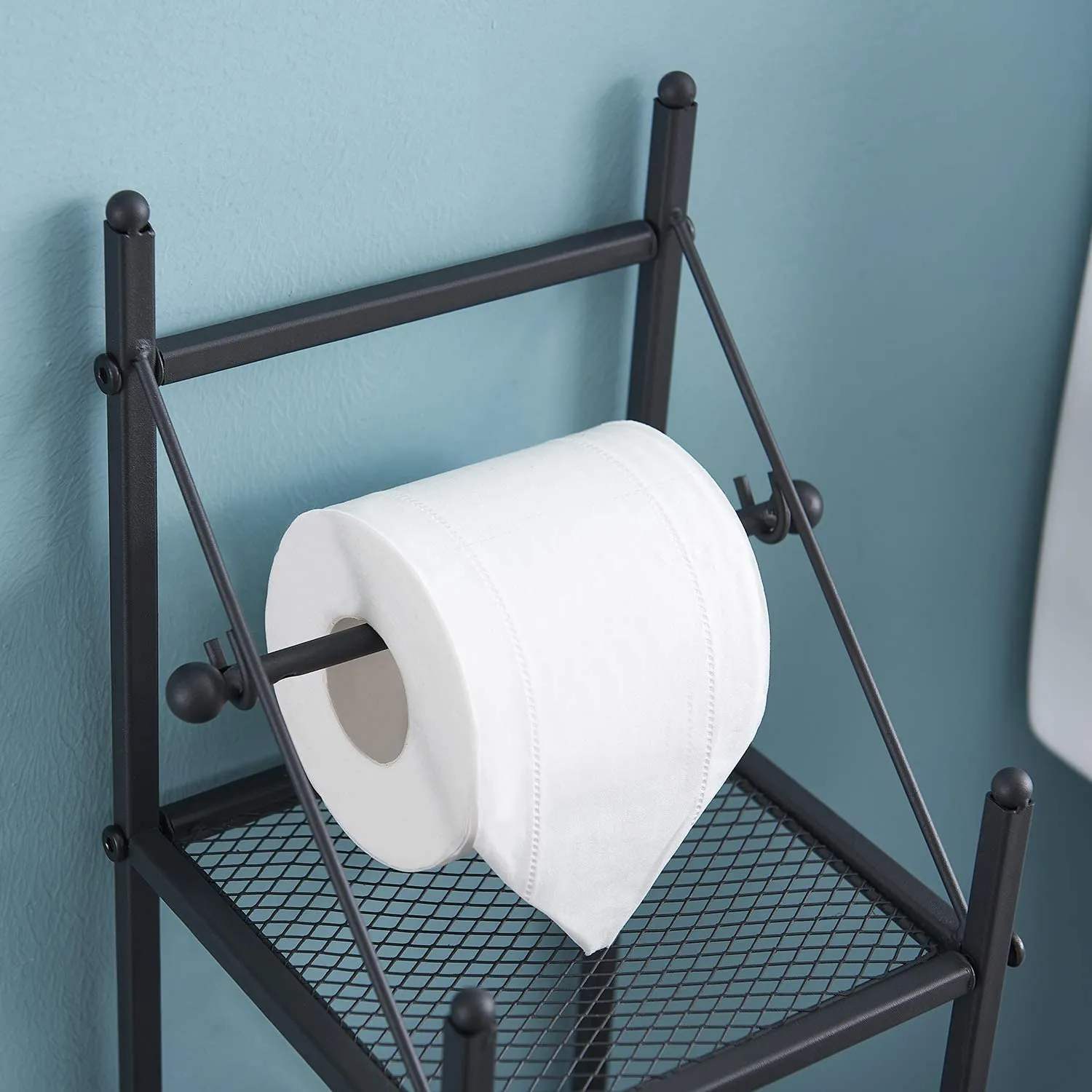 2-Tier Bathroom Toilet Paper Shelves, Towel Rack with Towel Bar
