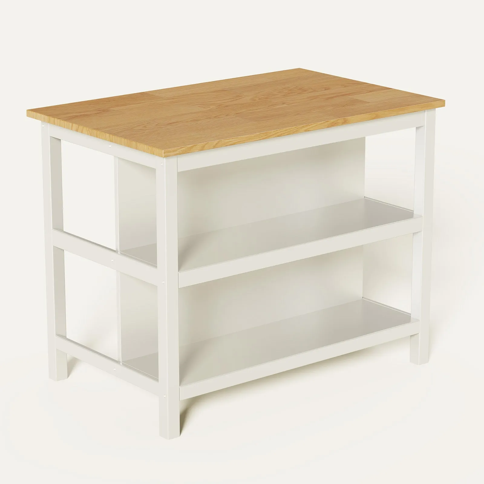 3-Piece Dining Set: White Wood Table   2 Stools w/ Shelves | Compact & Stylish