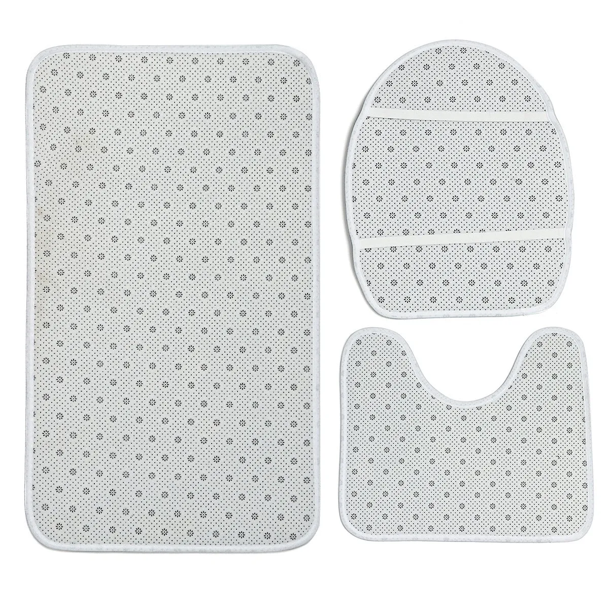 4 Pcs Marble Pattern Home Bathroom Bath Mat Set Rugs Toilet Lid Cover Shower Curtain Waterproof