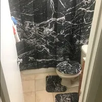 4 Pcs Marble Pattern Home Bathroom Bath Mat Set Rugs Toilet Lid Cover Shower Curtain Waterproof
