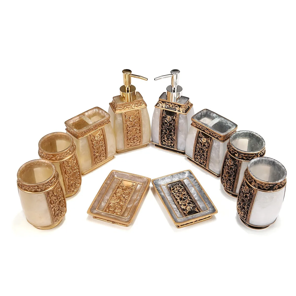 5pcs Luxury Bathroom Accessories Bathroom Set Toothbrush Holder Sanitizer Bottle Soap Holder