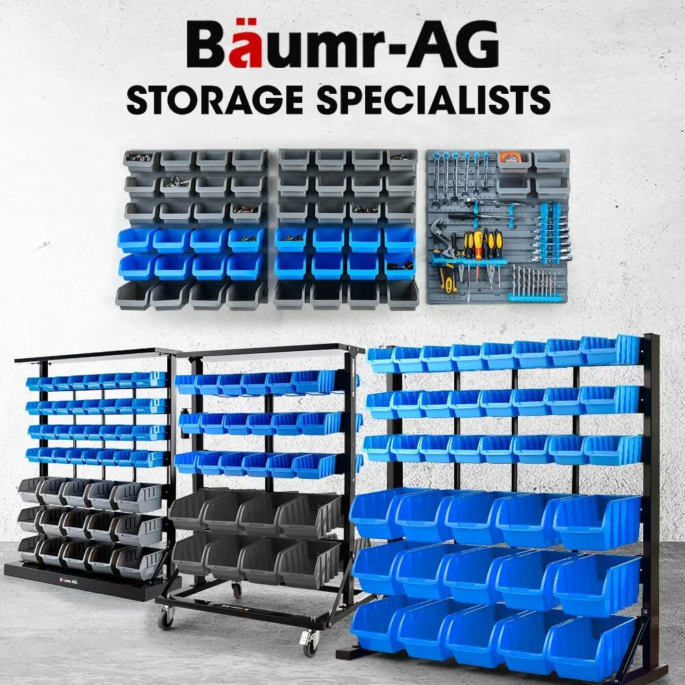 69pc Wall Mounted Parts Bin Rack, Tool Holders, Modular - Baumr-AG