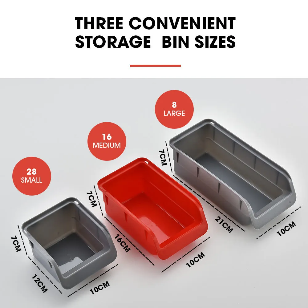 69pc Wall Mounted Parts Bin Rack, Tool Holders, Modular - Baumr-AG