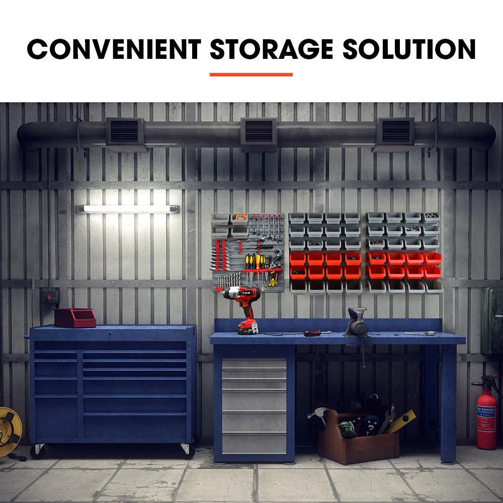 69pc Wall Mounted Parts Bin Rack, Tool Holders, Modular - Baumr-AG