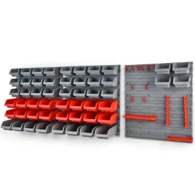 69pc Wall Mounted Parts Bin Rack, Tool Holders, Modular - Baumr-AG
