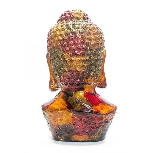 7" X 5.5" X 13" Gold Copper Brown Ceramic Buddha Head Decorative Sculpture