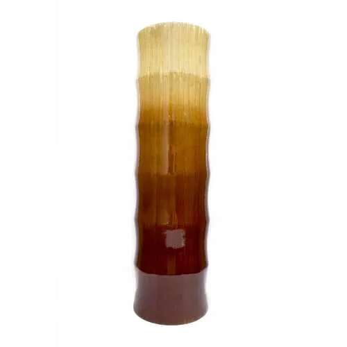 7" X 7" X 24" Turquoise  Copper and Bronze Bamboo Bamboo Chute Vase