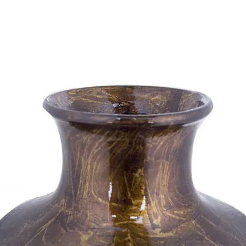 8.75" X 8.75" X 24" Copper Red Gold Ceramic Foiled and Lacquered Cylinder Vase