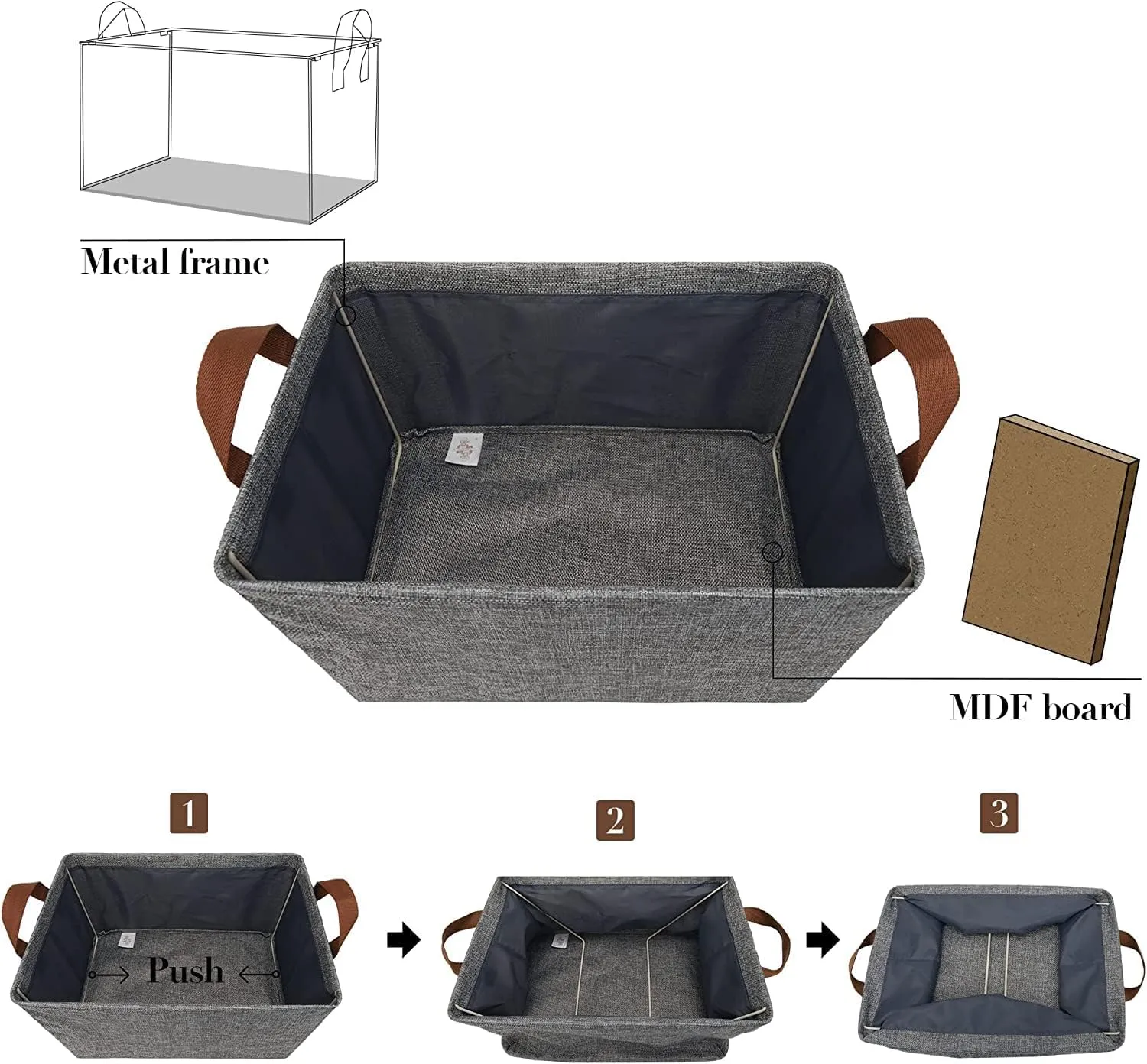 Aara Internationals Collapsible Clothes Organizer for Jeans Washable Fabric Closet Storage Box Drawers Foldable Clothing Storage Bins with Handle (1pcs)