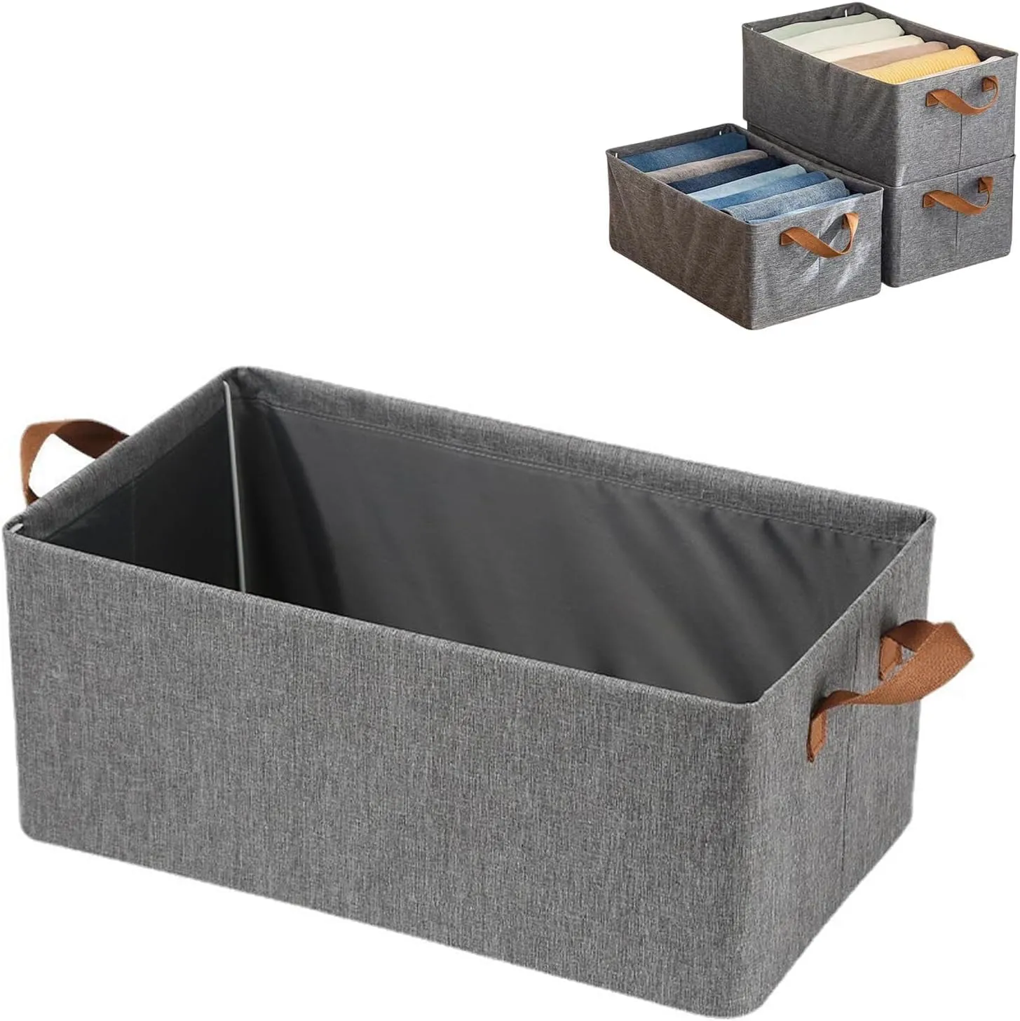Aara Internationals Collapsible Clothes Organizer for Jeans Washable Fabric Closet Storage Box Drawers Foldable Clothing Storage Bins with Handle (1pcs)
