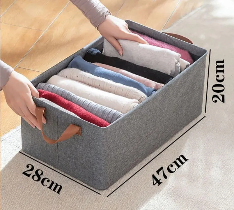 Aara Internationals Collapsible Clothes Organizer for Jeans Washable Fabric Closet Storage Box Drawers Foldable Clothing Storage Bins with Handle (1pcs)