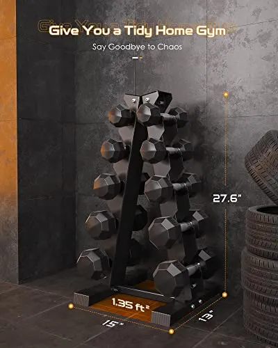 AKYEN A-Frame Dumbbell Rack Stand Only, Weight Rack for Dumbbells Compact Home Gym Space Saver (480LBS Weight Capacity, 2024 New Version)