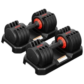 ALTLER Adjustable Dumbbell, 55LB Dumbbell Set with Tray for Workout Strength Training Fitness, Adjustable Weight Dial Dumbbell with Anti-Slip Handle and Weight Plate for Home Exercise
