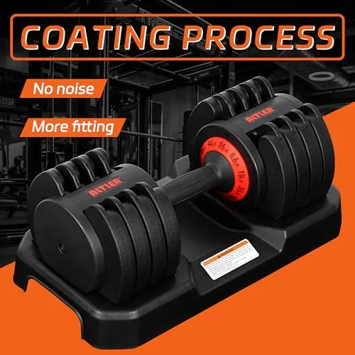 ALTLER Adjustable Dumbbell, 55LB Dumbbell Set with Tray for Workout Strength Training Fitness, Adjustable Weight Dial Dumbbell with Anti-Slip Handle and Weight Plate for Home Exercise
