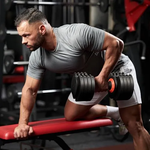 ALTLER Adjustable Dumbbell, 55LB Dumbbell Set with Tray for Workout Strength Training Fitness, Adjustable Weight Dial Dumbbell with Anti-Slip Handle and Weight Plate for Home Exercise