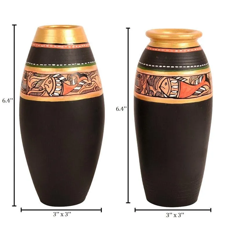 Anadya Tribal Terracotta Vase - Set Of Two