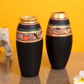 Anadya Tribal Terracotta Vase - Set Of Two
