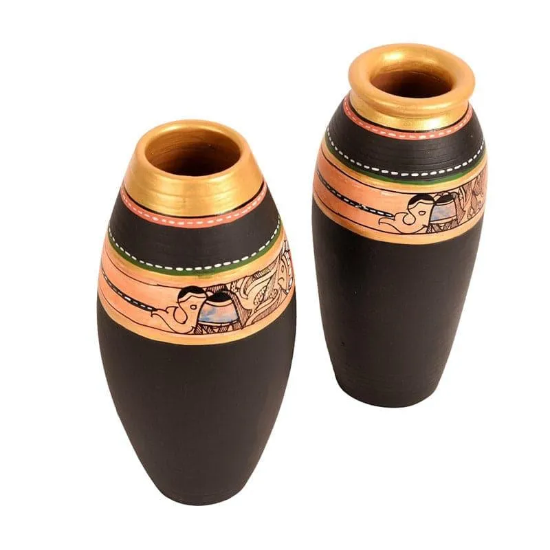 Anadya Tribal Terracotta Vase - Set Of Two