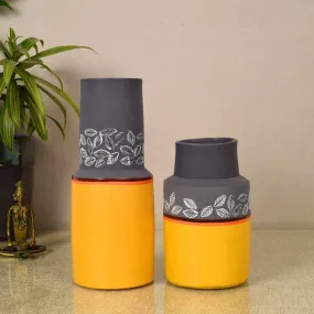 Anshuma Tribal Terracotta Vase - Set Of Two