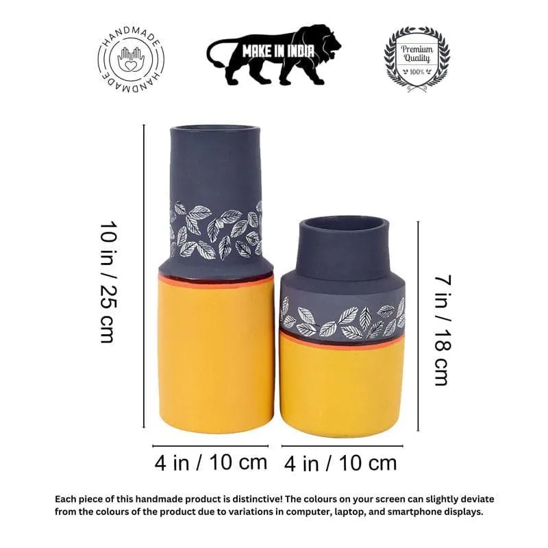Anshuma Tribal Terracotta Vase - Set Of Two