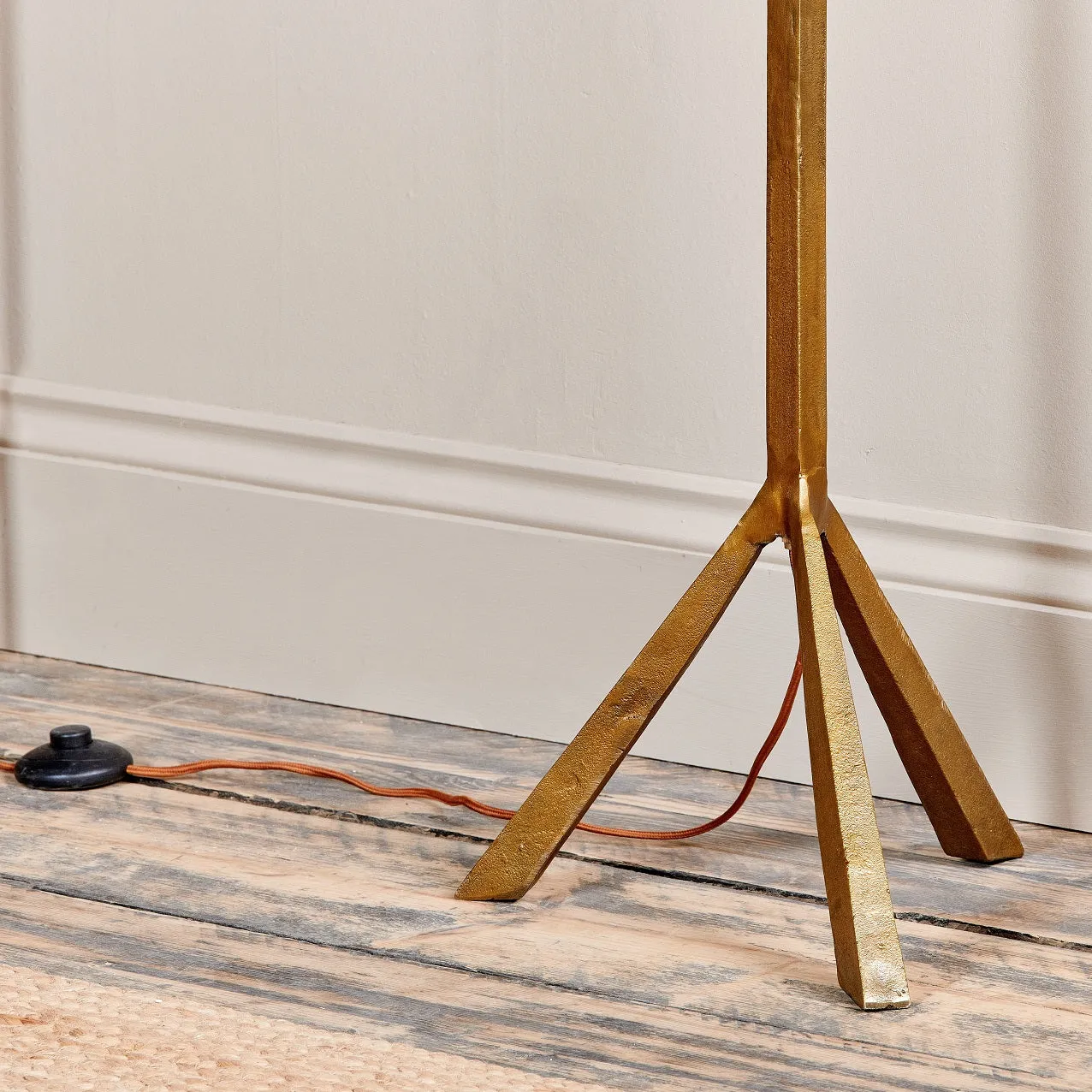 Antique Brass Finish Tripod Floor Lamp
