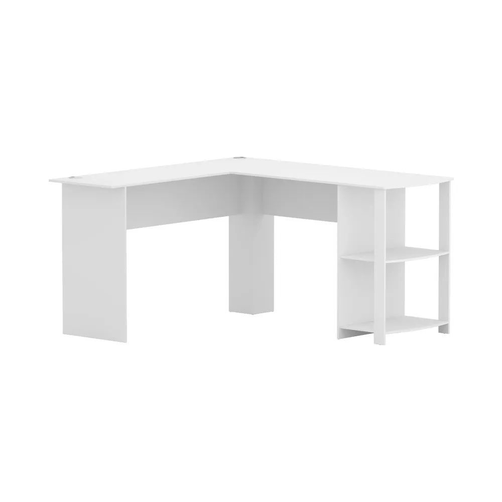 Artiss Computer Desk Shelf L-Shape White 136cm