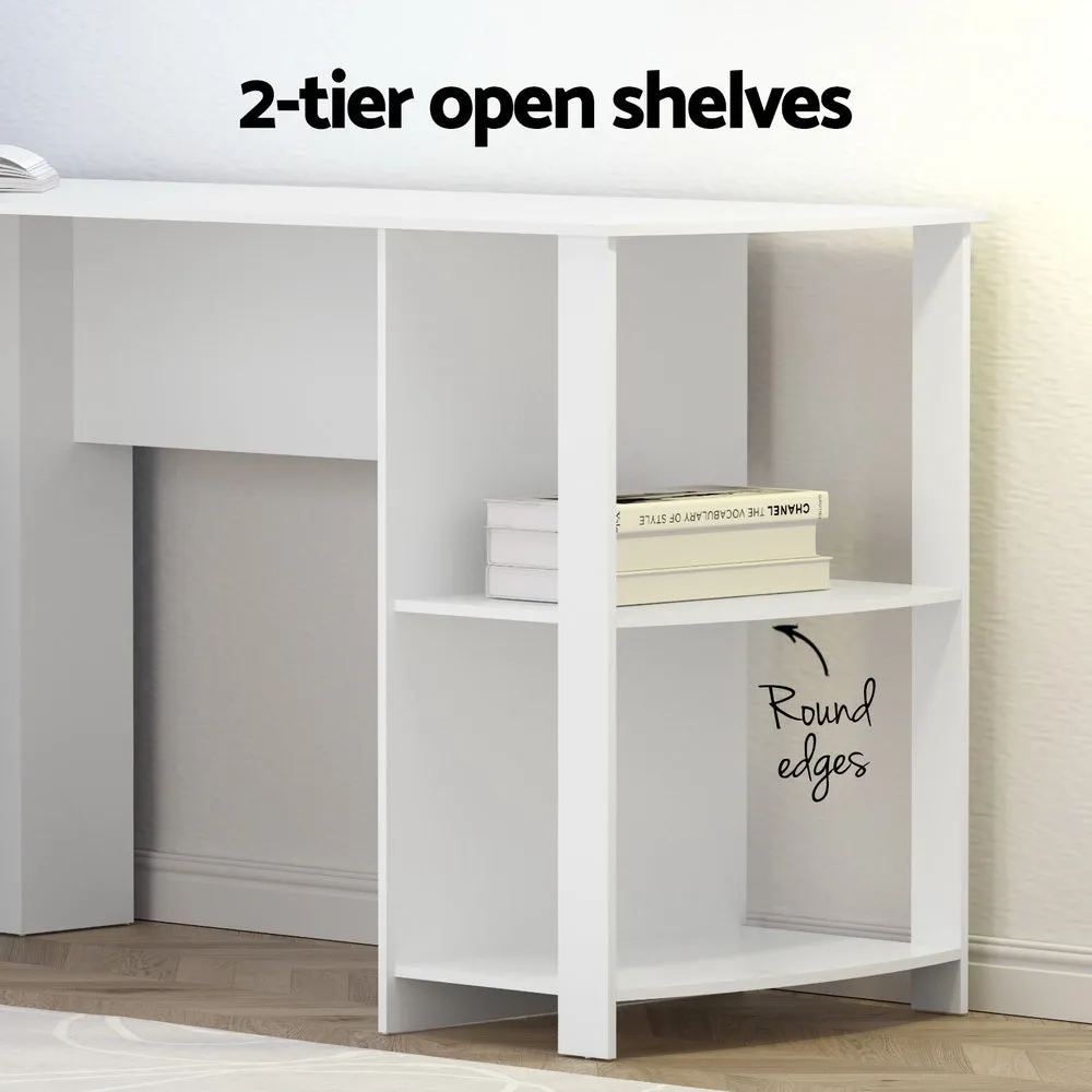 Artiss Computer Desk Shelf L-Shape White 136cm