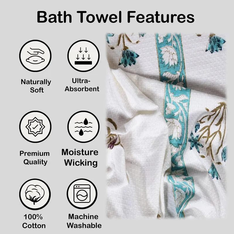 Arviya Floral Waffle Bath Towel