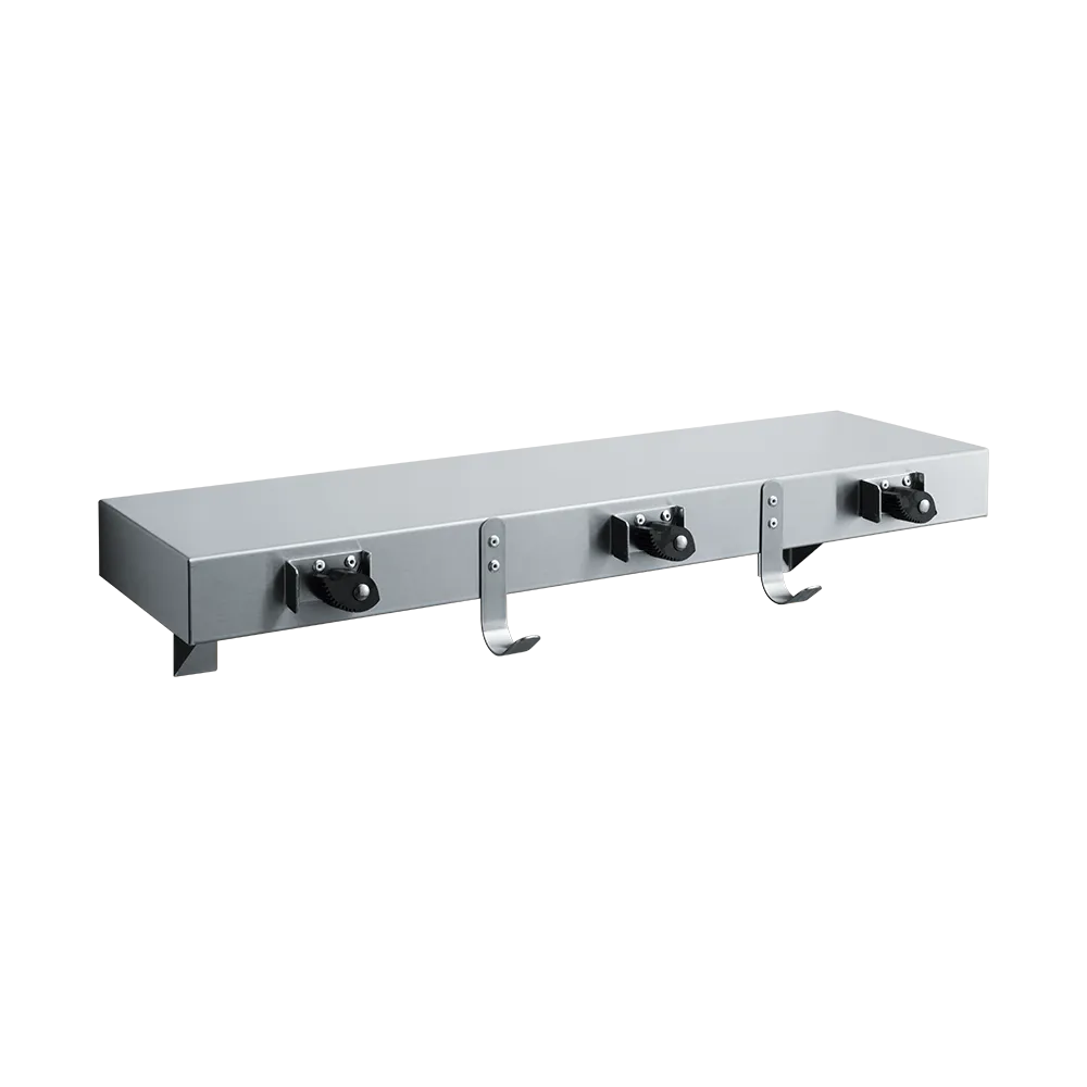 ASI 1315-3 Shelf With Utility Hooks And Mop Strip, Stainless Steel, 30"
