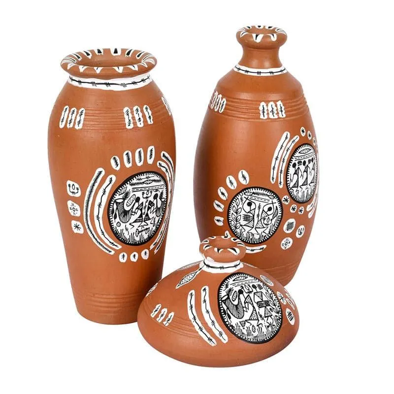 Aspari Tribal Terracotta Vase - Set Of Three