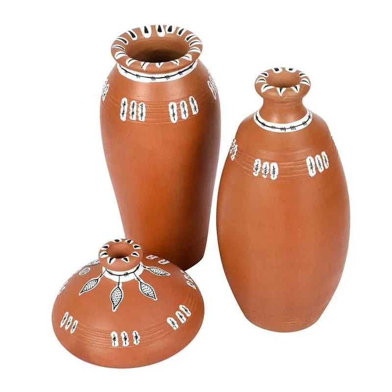 Aspari Tribal Terracotta Vase - Set Of Three
