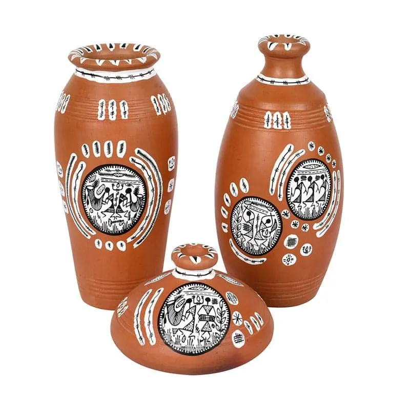 Aspari Tribal Terracotta Vase - Set Of Three