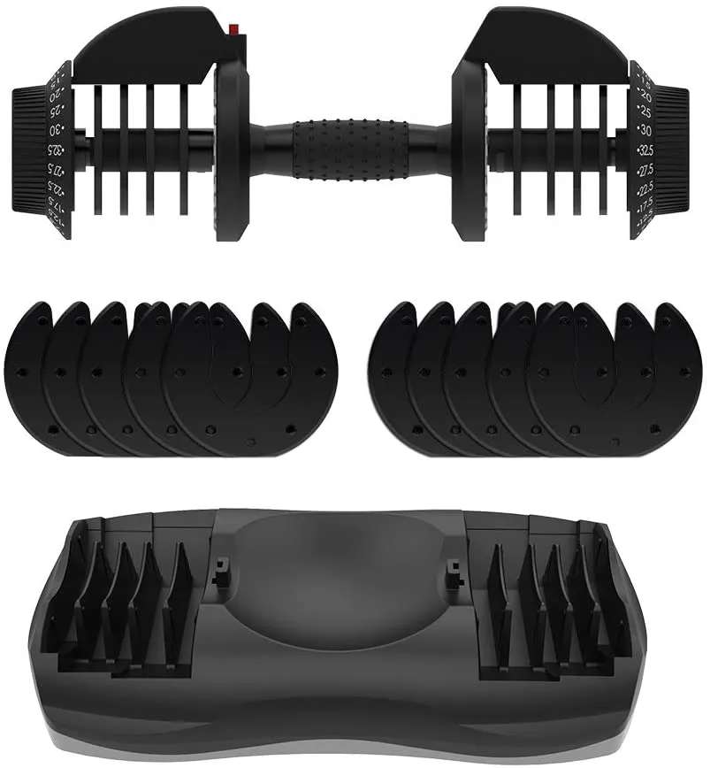 ATIVAFIT Adjustable Dumbbell Fitness Dial Dumbbell with Handle and Weight Plate for Home Gym Note: Single