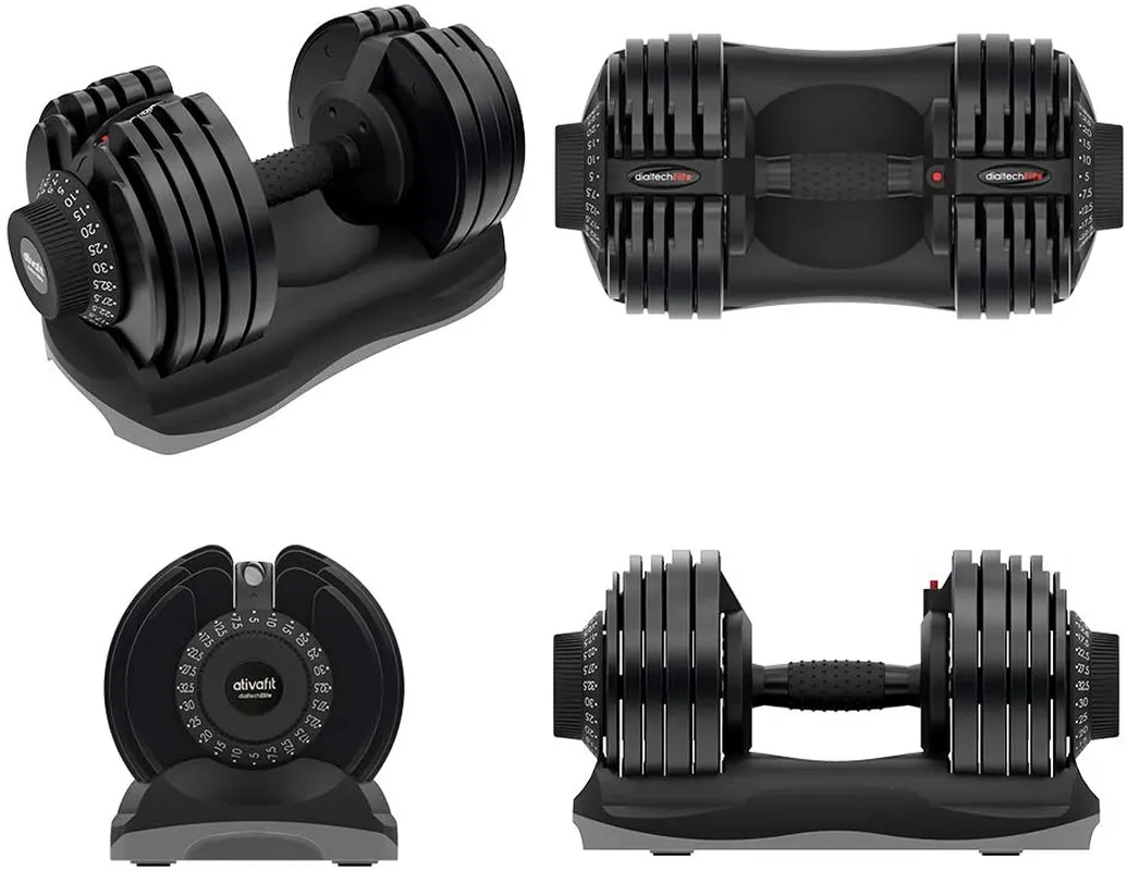ATIVAFIT Adjustable Dumbbell Fitness Dial Dumbbell with Handle and Weight Plate for Home Gym Note: Single