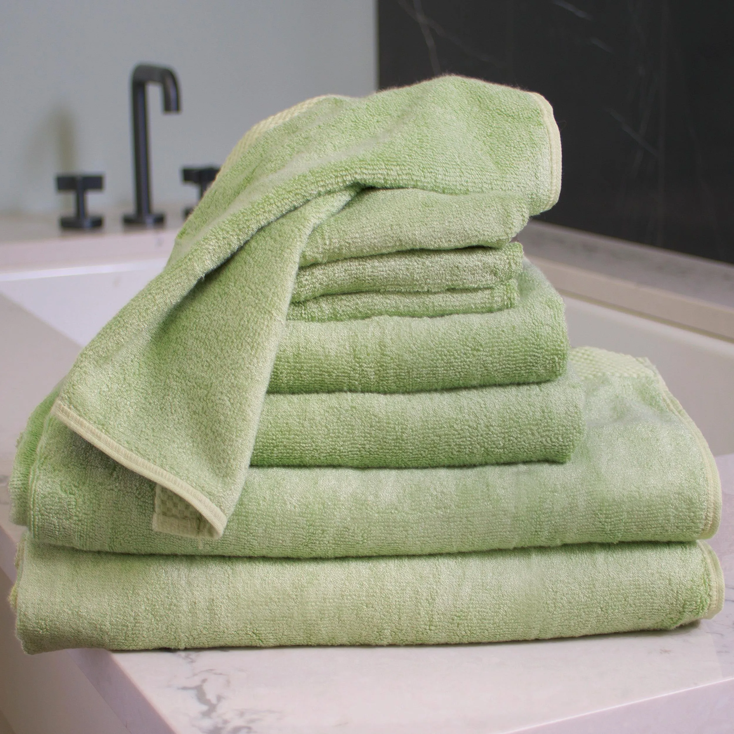 Bamboo Towel Set 8pc from BedVoyage Luxury Viscose - Sage