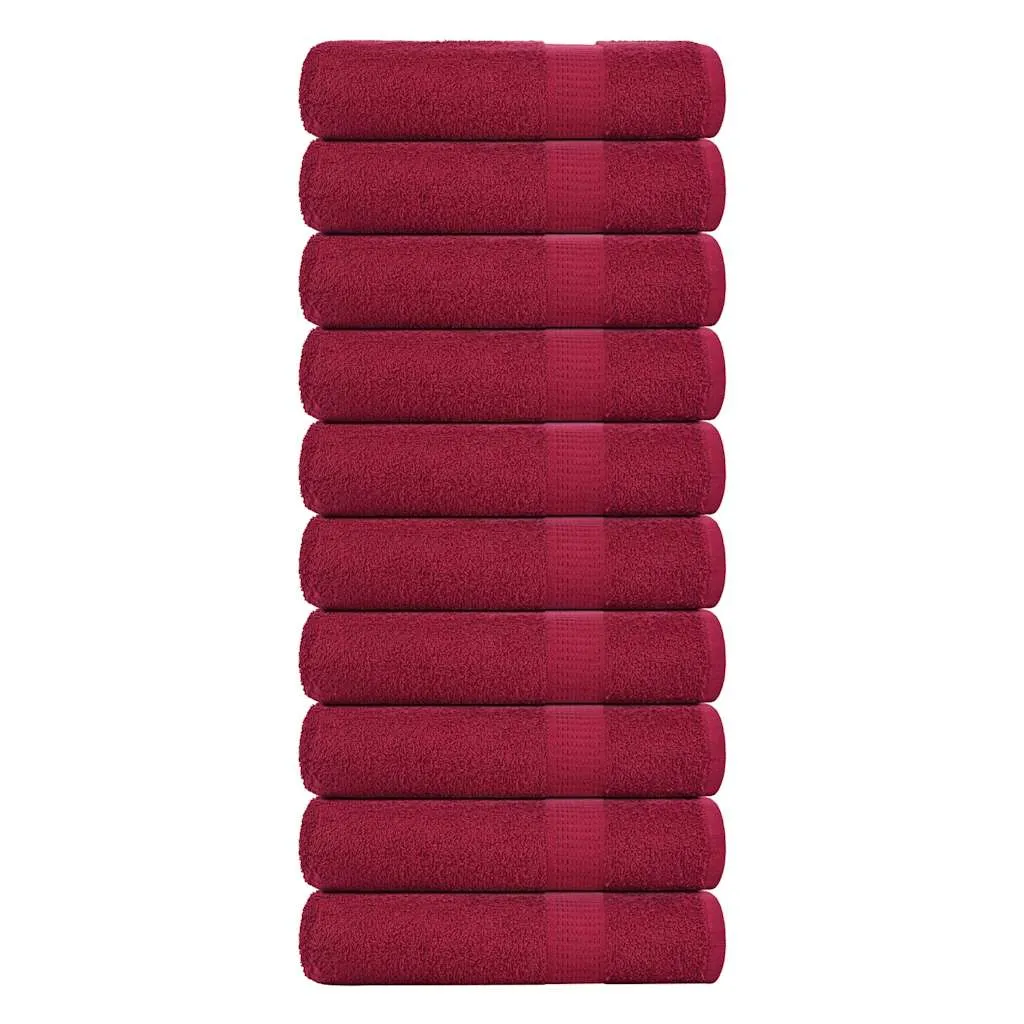 Bath Towels 10 pcs Bordeaux 100x150 cm 360 gsm 100% Cotton
