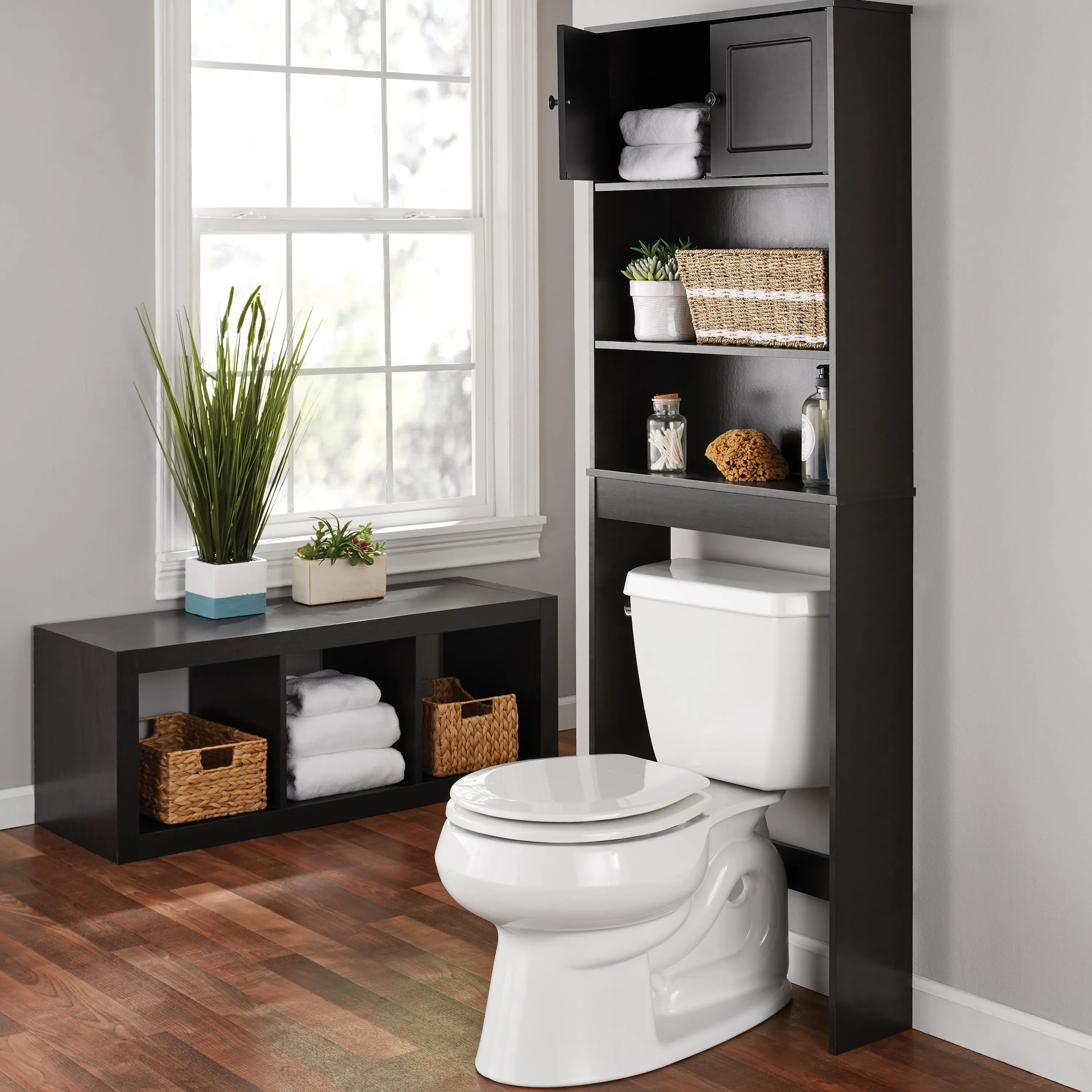 Bathroom Storage over the Toilet Space Saver with Three Fixed Shelves, Espresso