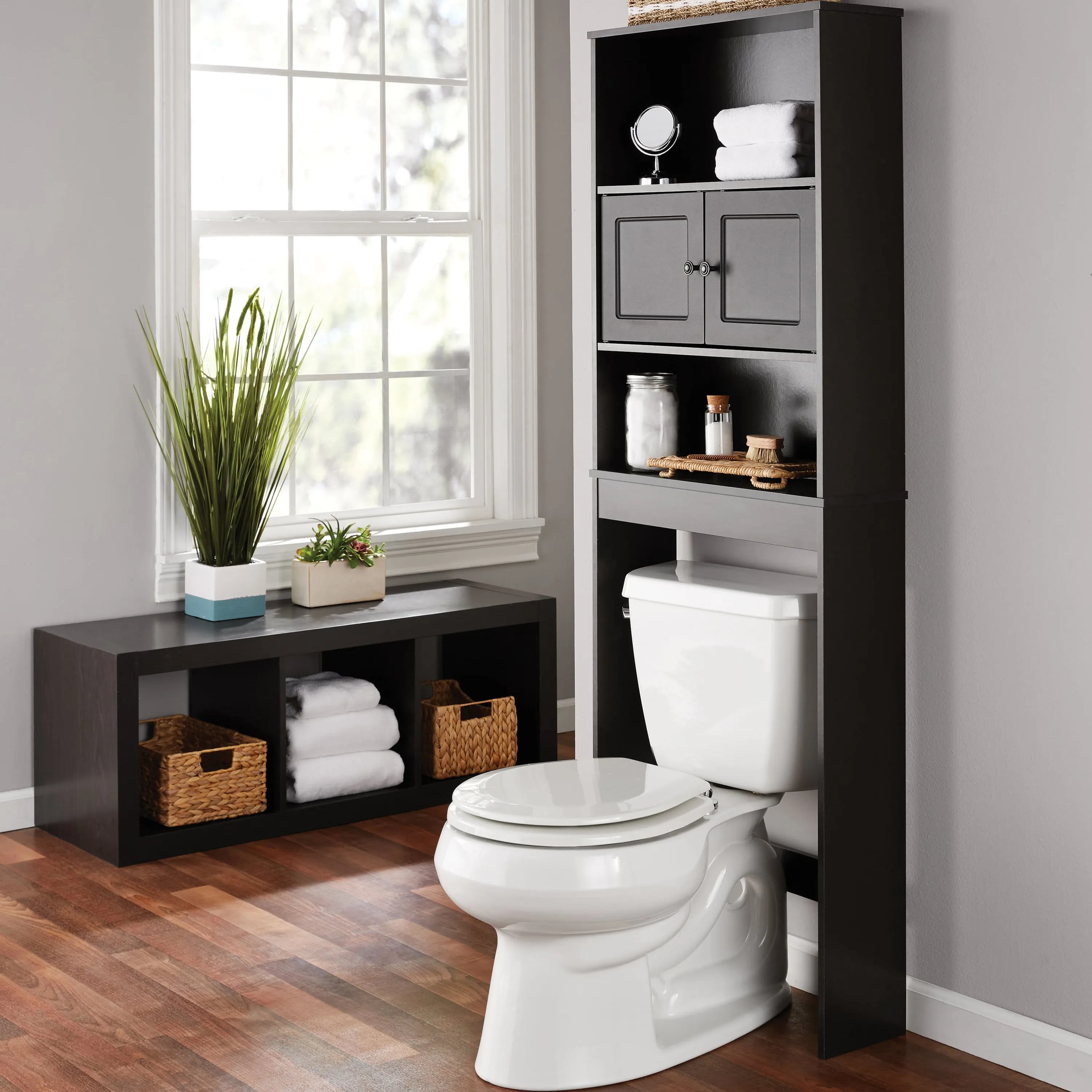Bathroom Storage over the Toilet Space Saver with Three Fixed Shelves, Espresso