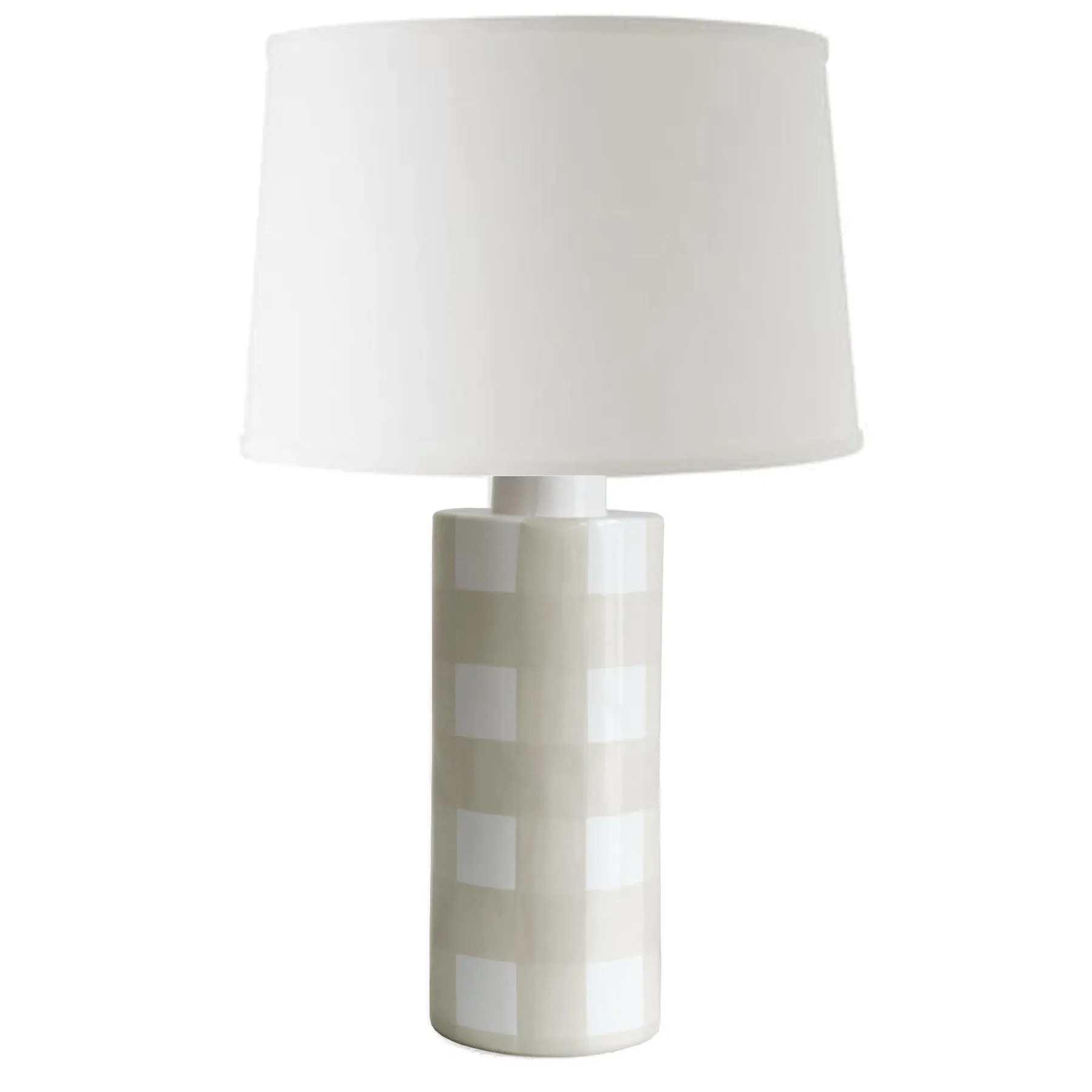 Beige Gingham Column Lamp
