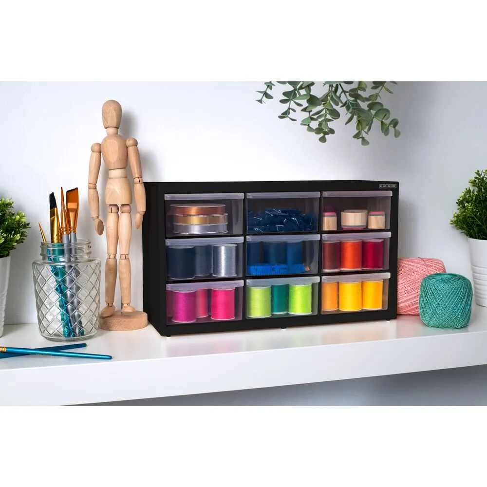 Bin System 9-Compartment Large Parts Organizer