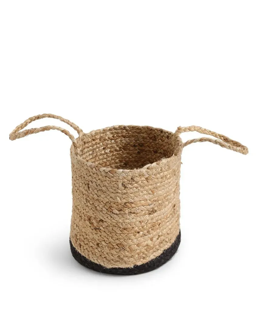 Black Bottom Base Multi-Utility Jute Baskets | Set Of 2
