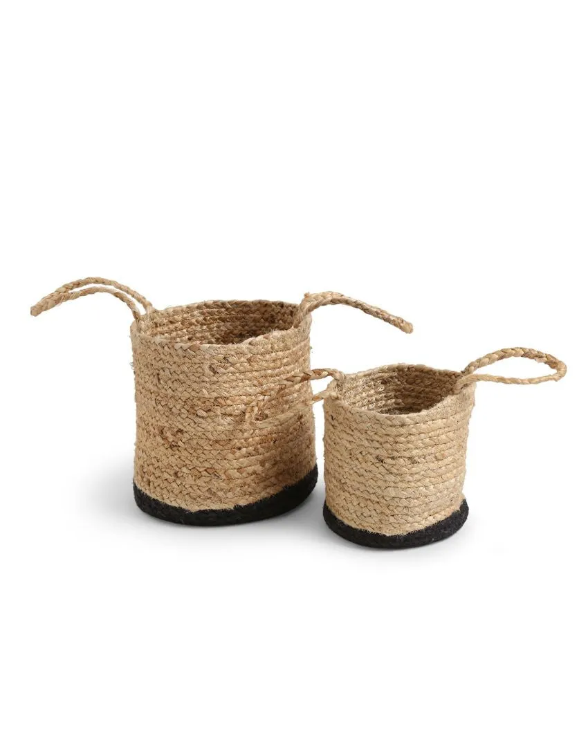 Black Bottom Base Multi-Utility Jute Baskets | Set Of 2