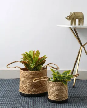 Black Bottom Base Multi-Utility Jute Baskets | Set Of 2