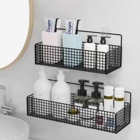 Black Wall-mounted Bathroom Shelves (No-Drill)