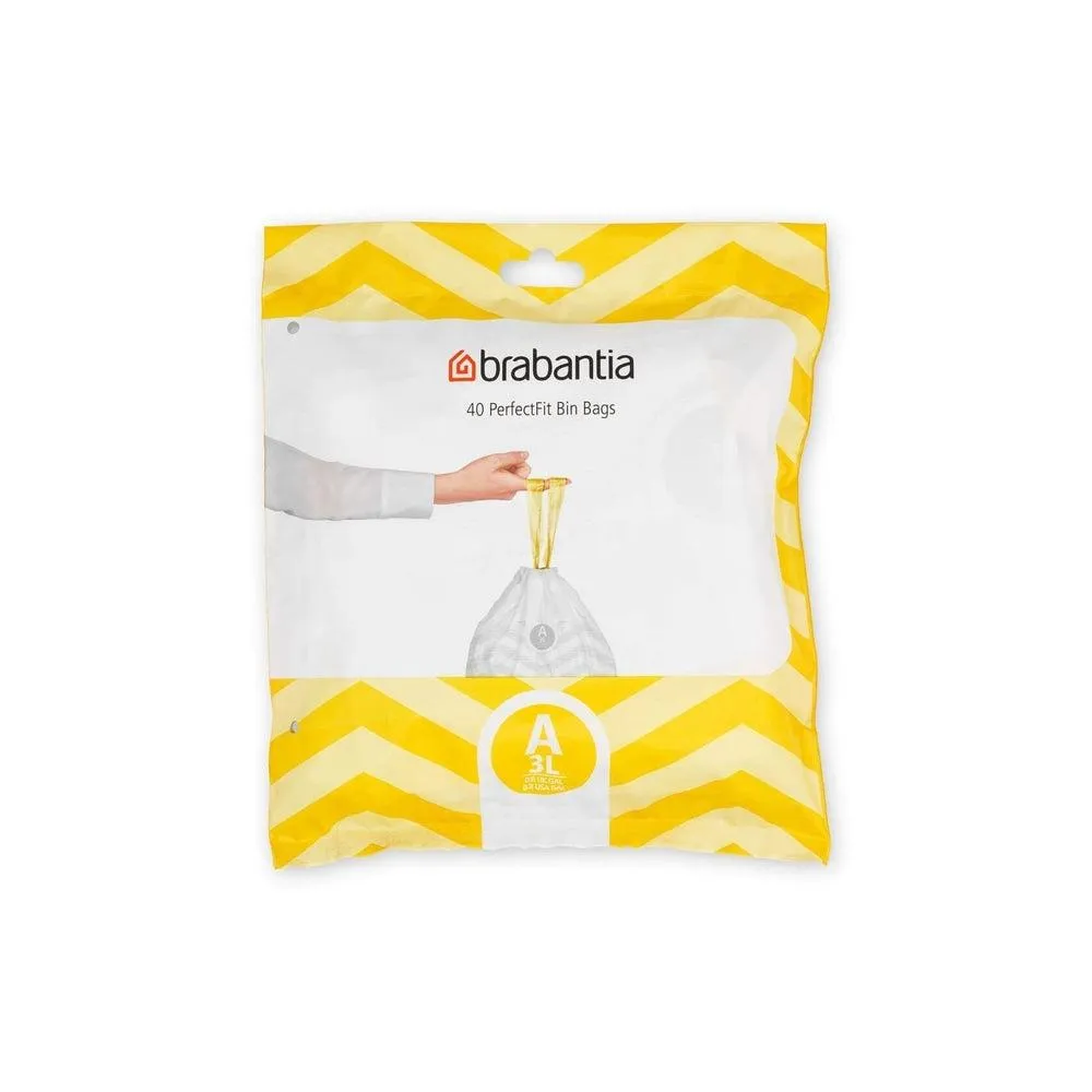 Brabantia 3L Perfect Fit Bin Liners Code A 40 Pack