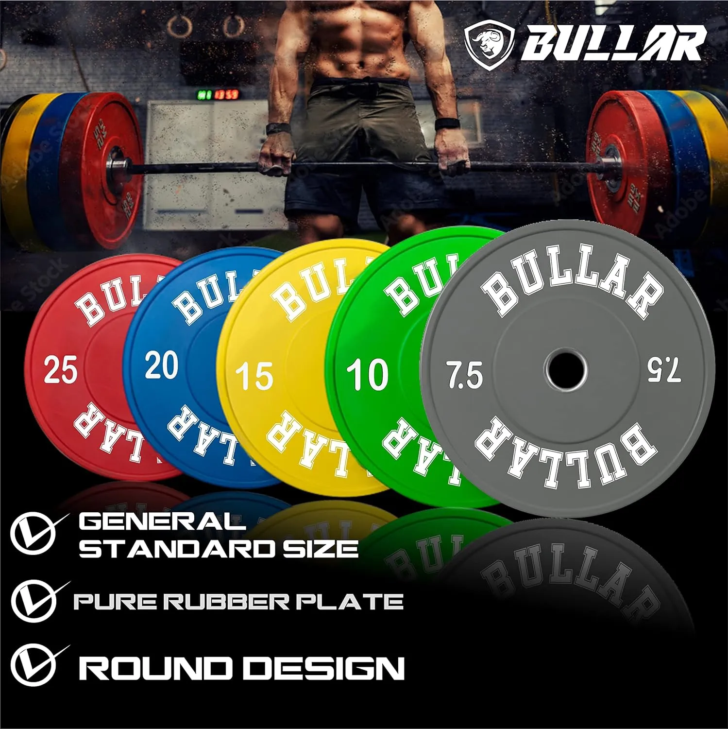 Bumper plates with olympic barbell (90 KG SET(15x4 10x2 5x2))