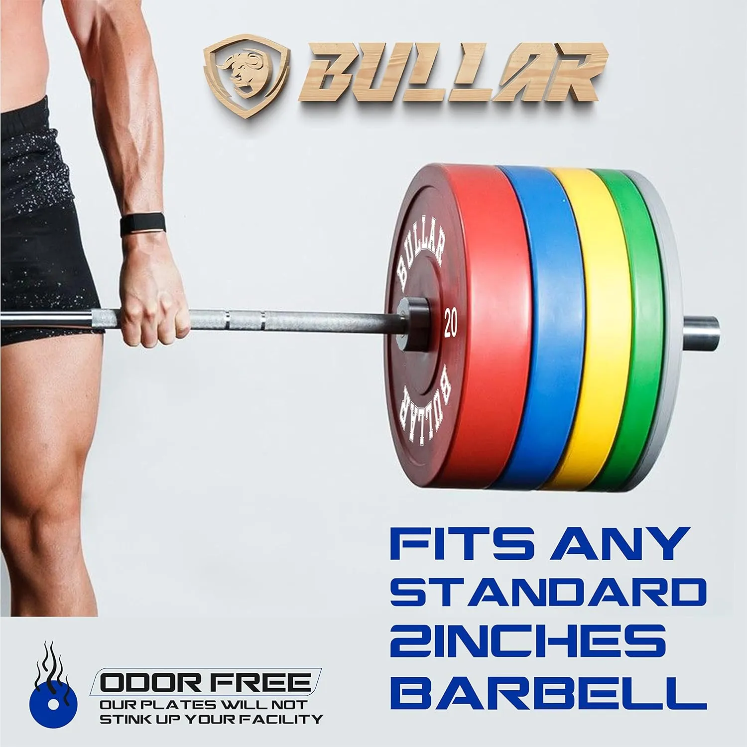 Bumper plates with olympic barbell (90 KG SET(15x4 10x2 5x2))