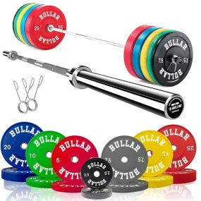 Bumper plates with olympic barbell (90 KG SET(15x4 10x2 5x2))